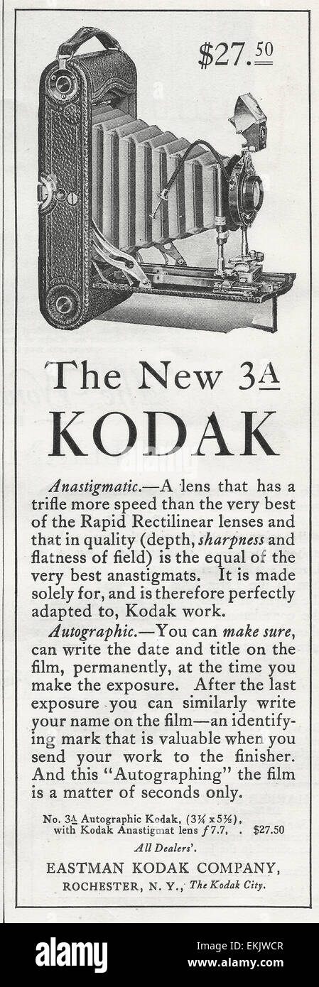 Le nouveau Kodak 3A - publicité, vers 1916 Banque D'Images