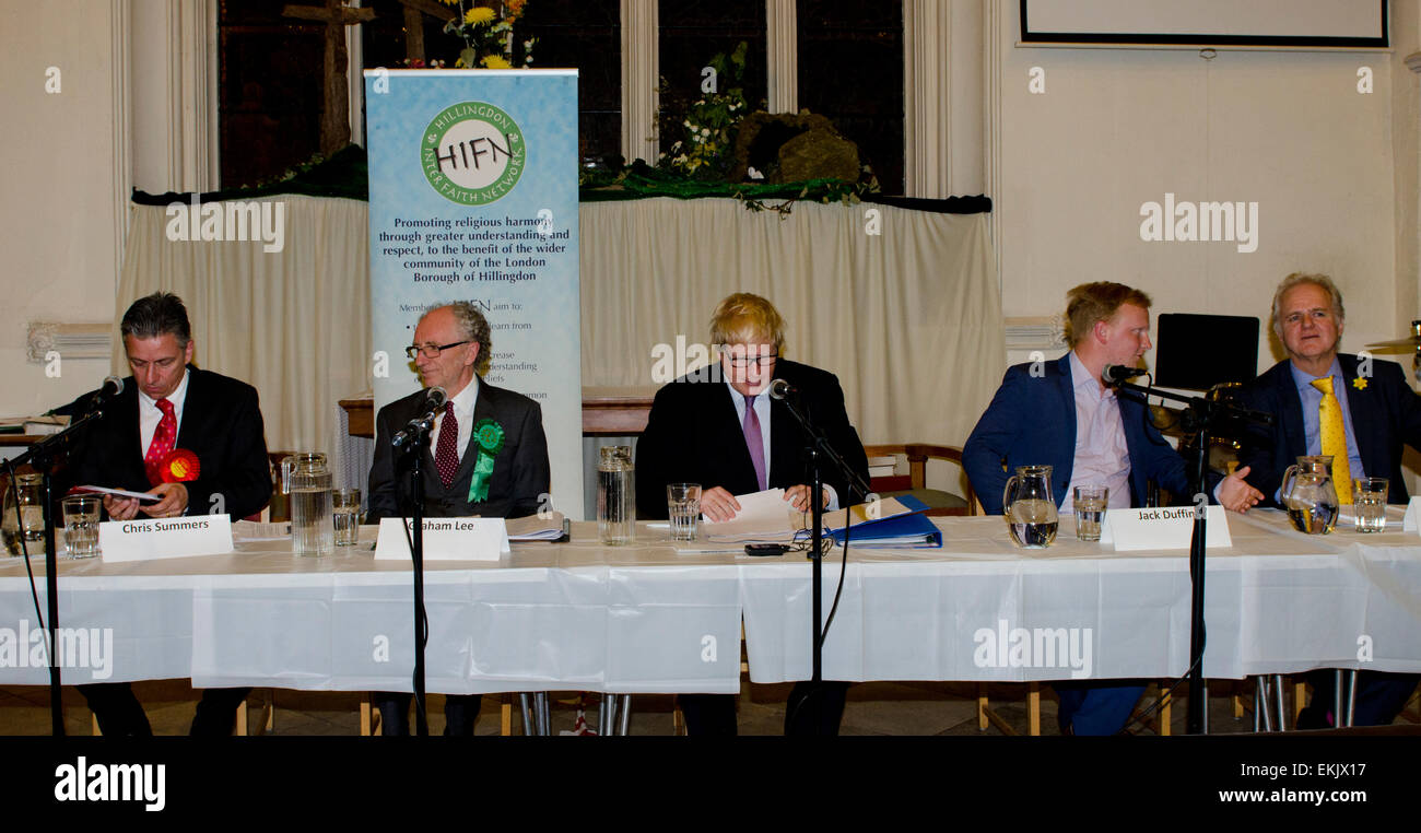 Uxbridge, Middlesex, Royaume-Uni, le 10 avril 2015. Les candidats aux élections générales pour devenir député fédéral d'Uxbridge et South Ruislip en campagne électorale 10 avril 2015 Credit : Prixpics/Alamy Live News Banque D'Images