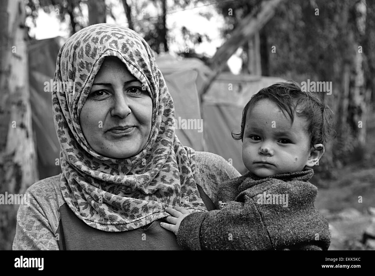 Portrait de réfugiés sans abri vivant en Turquie. 2.4.2015 Reyhanli, Turquie Banque D'Images