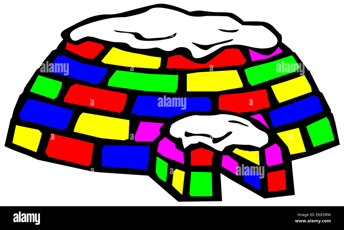 Igloo multicolores sur fond blanc Banque D'Images