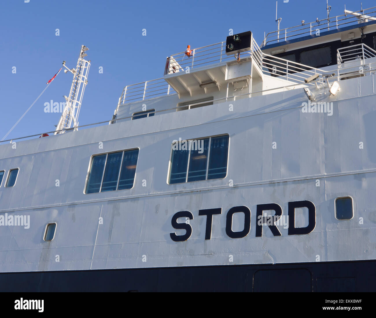 Traversier de passagers et voiture Stord dans le port de Stavanger en Norvège, prêt à transporter des passagers dans les fjords Banque D'Images