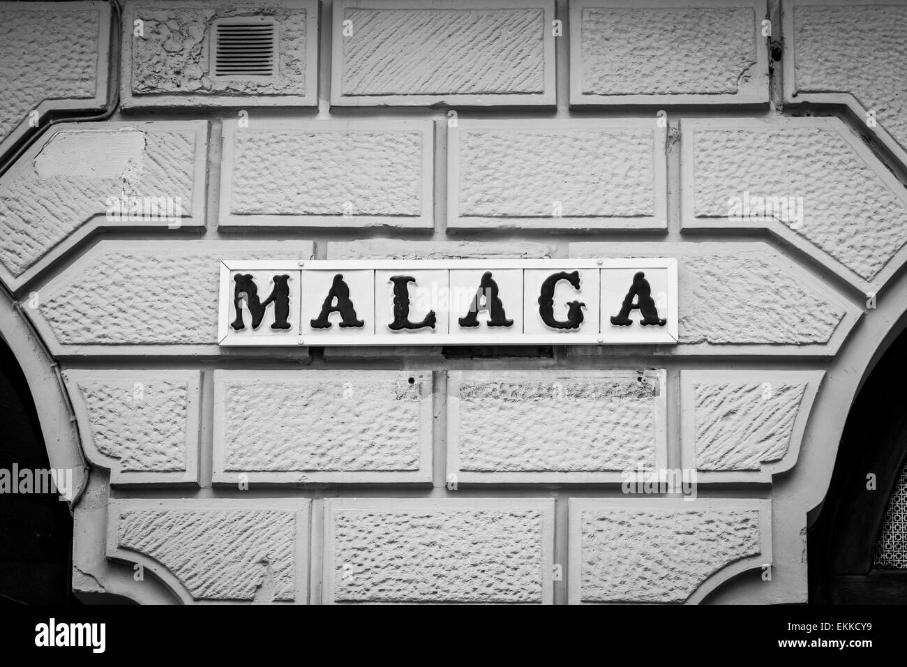 Signe de route de Malaga, Andalousie en Espagne Banque D'Images