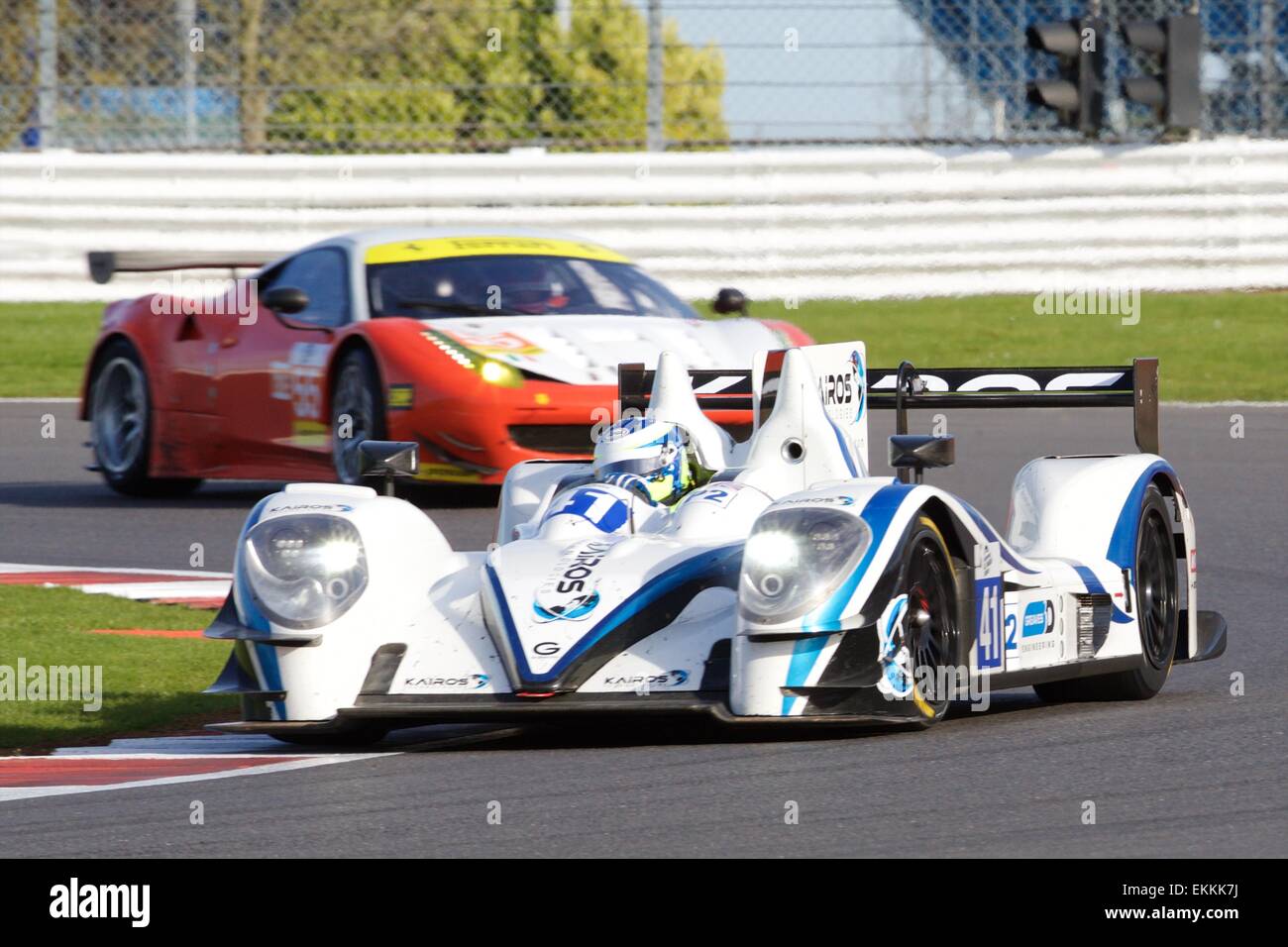 Silverstone, Northants, UK. Apr 11, 2015. European Le Mans Series Round 1. Greaves Motorsport Gibson 015S LMP2 conduit par Gary Hirsch et Jon Lancaster. Credit : Action Plus Sport/Alamy Live News Banque D'Images