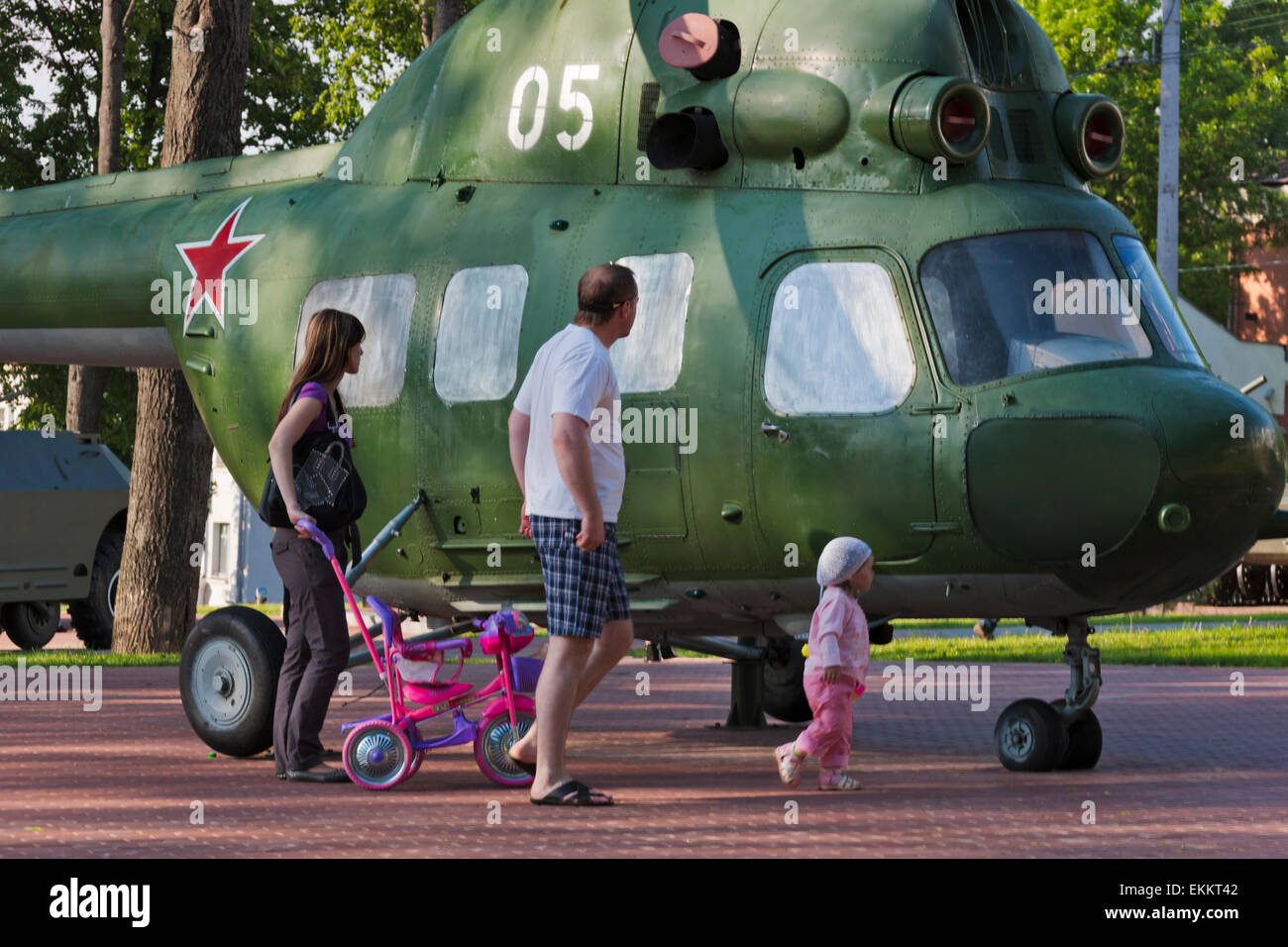 Mémorial de la seconde guerre mondiale, un avion, dans la place de la Victoire, Vitebsk, Biélorussie Banque D'Images