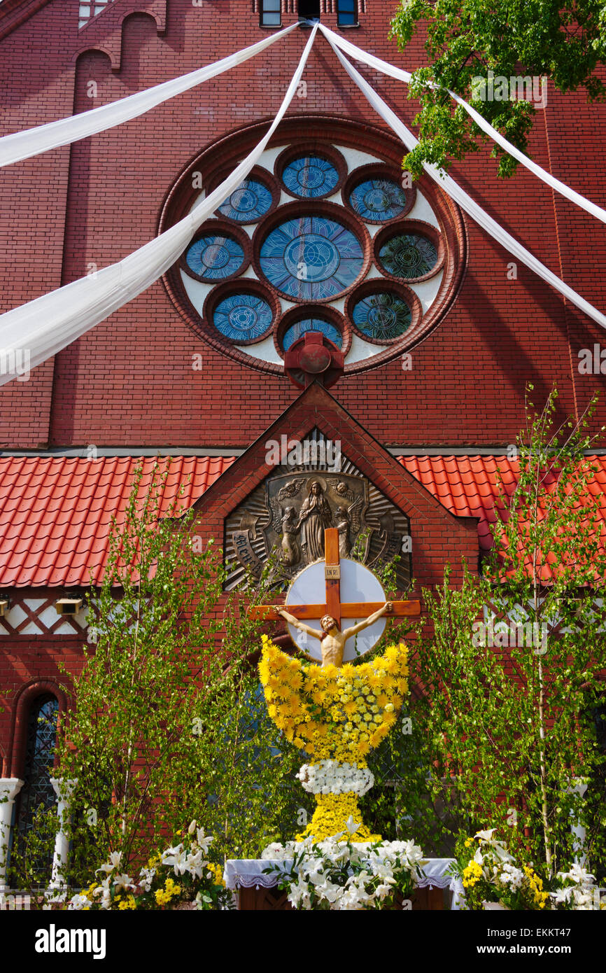 L'église rouge (catholique), Minsk, Bélarus Banque D'Images