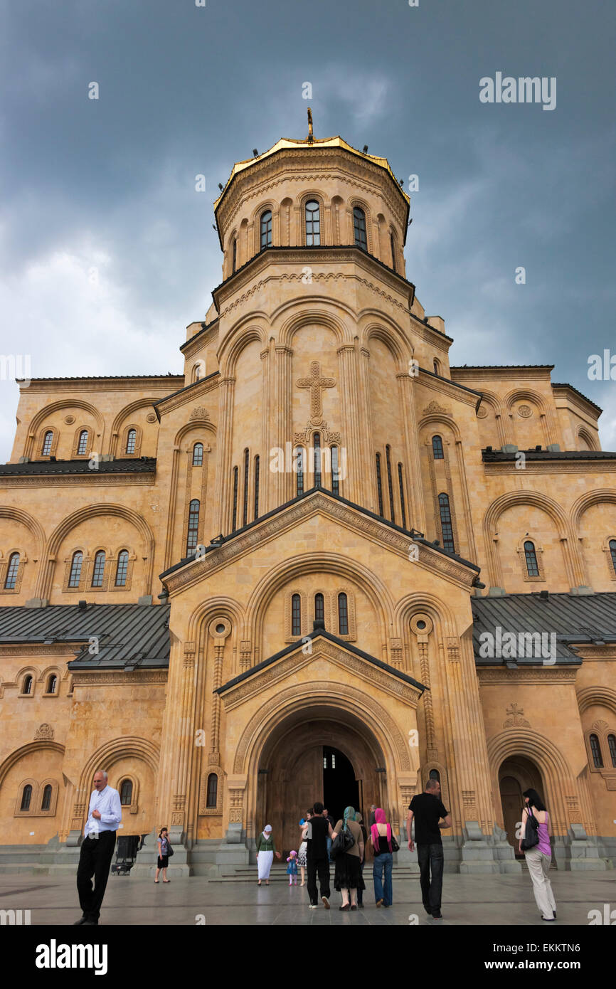 La Cathédrale Holy Trinity de Tbilissi, également connu sous le nom de Sameba, Tbilissi, Géorgie Banque D'Images