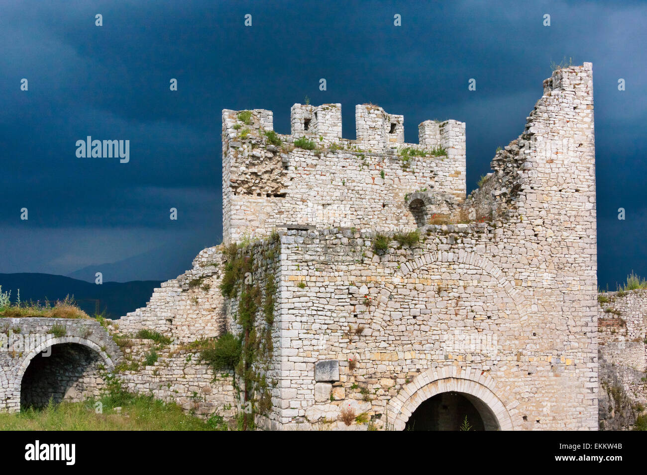 La citadelle et le château de Berat (site du patrimoine mondial de l'UNESCO), de l'Albanie Banque D'Images