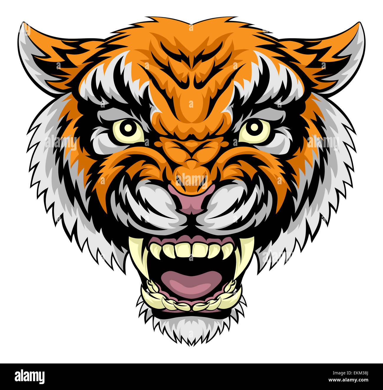 Une illustration d'un puissant moyen d'animaux tigre visage Banque D'Images