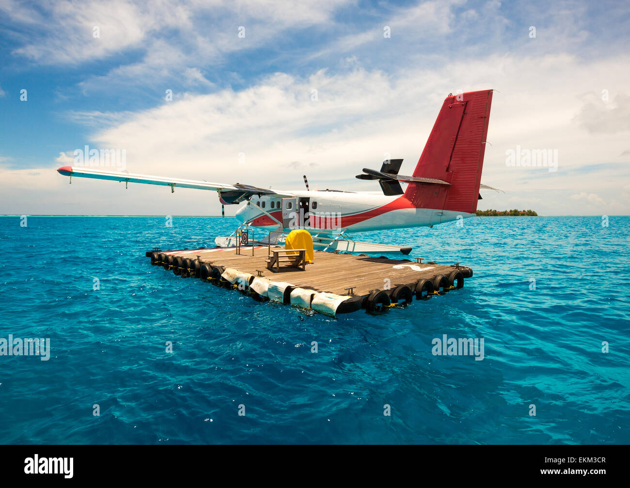 Pour les touristes d'hydravion de l'océan indien aux Maldives Banque D'Images