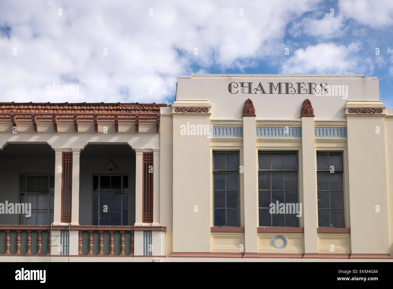 Colenso Chambers, l'architecture art déco à Napier, Nouvelle-Zélande. Banque D'Images