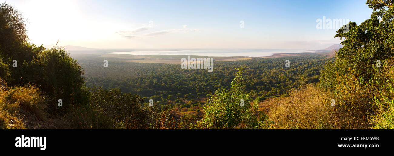 Panorama du lac Manyara, en Afrique Banque D'Images