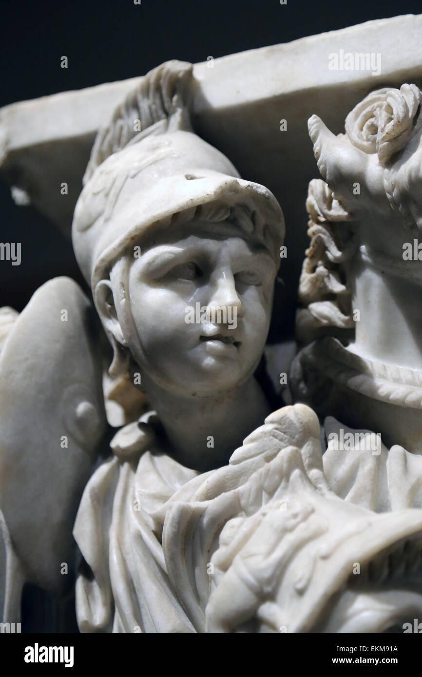 Sarcophage Ludovisi Bataille. 3e C. Roman. Scène de bataille entre les Romains et les Goths. Musée national de Rome. Palais Altemps. Banque D'Images