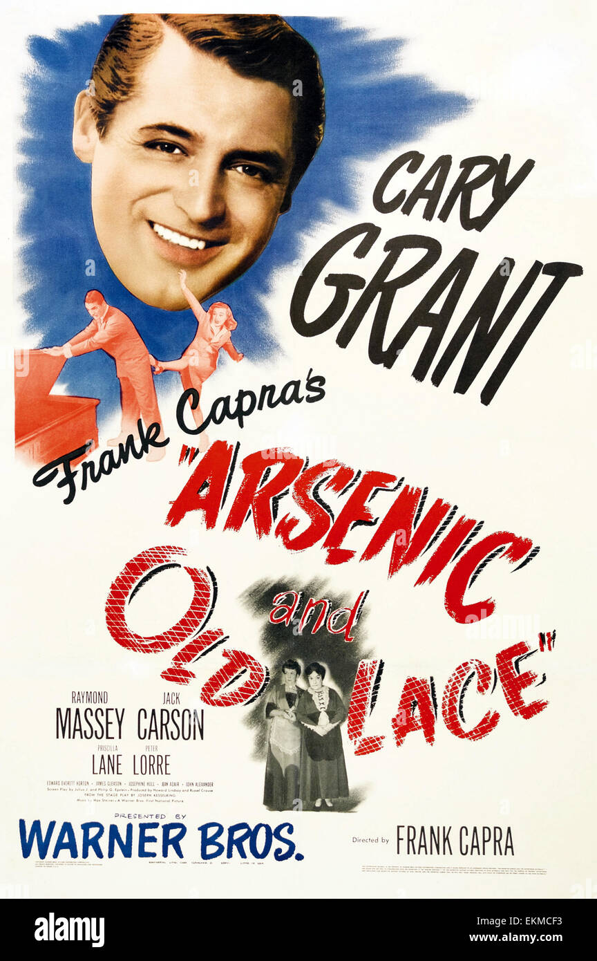 Affiche de film "Arsenic et vieilles dentelles' 1944 American comédie sombre film de Frank Capra avec Cary Grant Banque D'Images