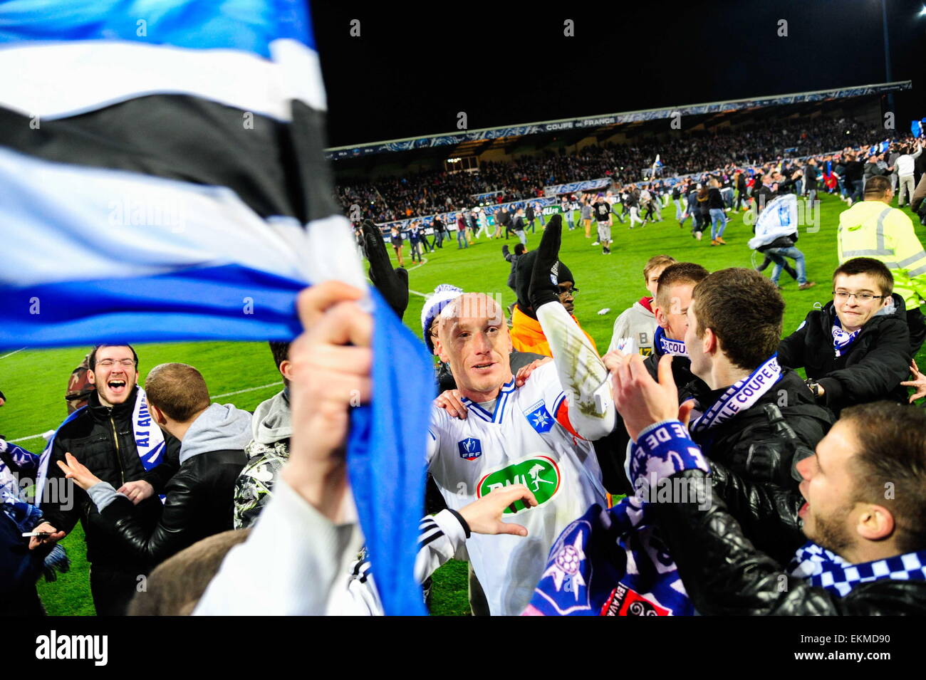 Joie Sébastien PUYGRENIER - 07.04.2015 - Auxerre/Guingamp - 1/2 Finale de Coupe de France.Photo : Dave Winter/Icon Sport Banque D'Images