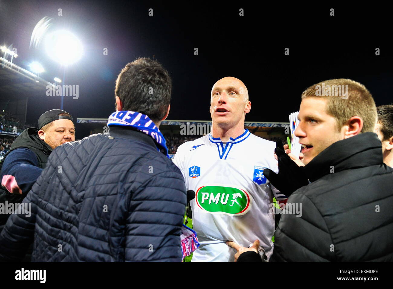 Joie Sébastien PUYGRENIER - 07.04.2015 - Auxerre/Guingamp - 1/2 Finale de Coupe de France.Photo : Dave Winter/Icon Sport Banque D'Images