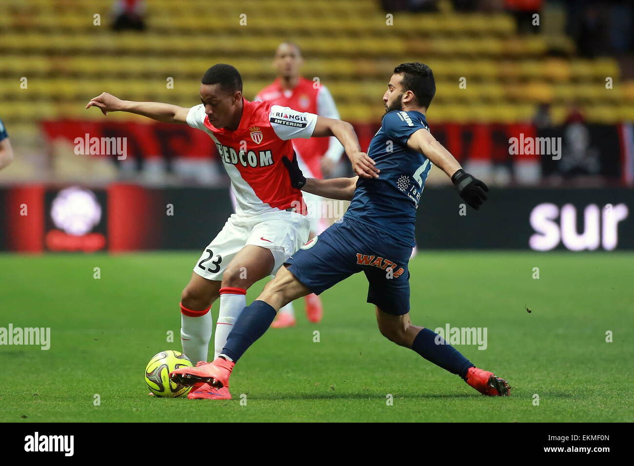 ANTHONY MARTIAL/EL KAOUTARI ABDELHAMID - 07.04.2015 - Monaco/Montpellier - Match en retard de la 25eme journée de Ligue 1.Photo : Serge Haouzi/Icon Sport Banque D'Images