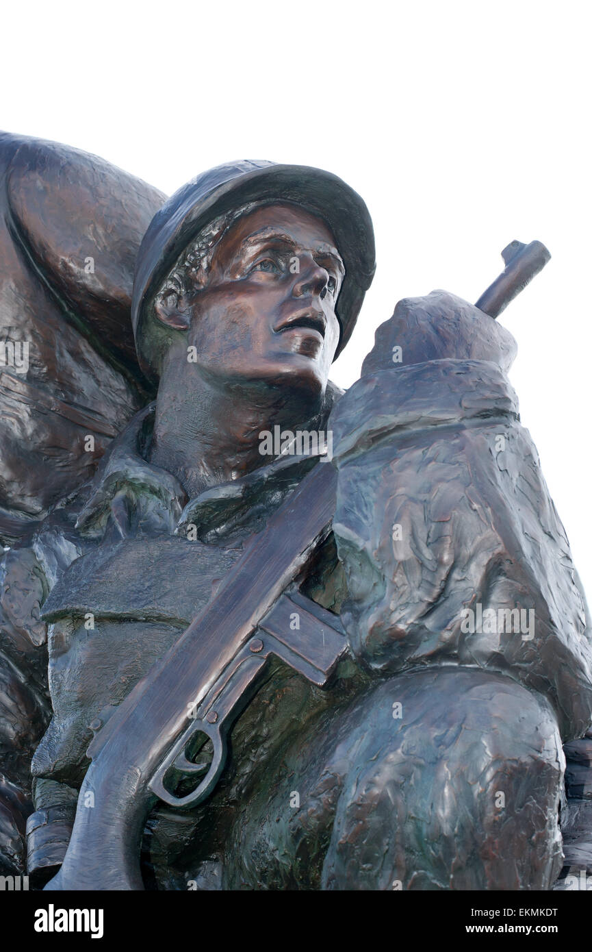 Monument de la Marine américaine face à la mer à Utah Beach en Normandie, France. Banque D'Images