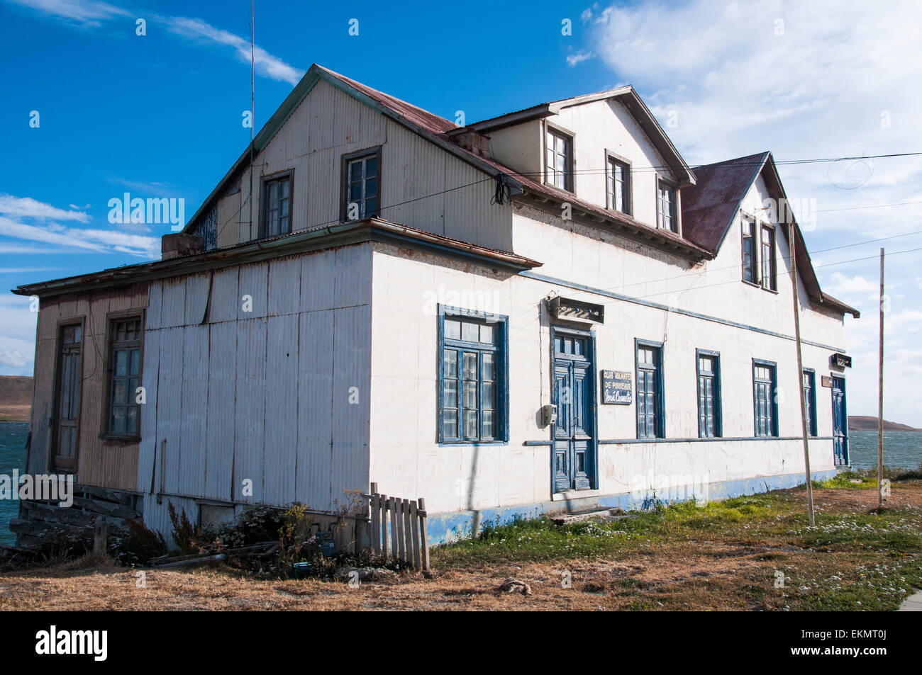 Dans l'architecture du fer ondulé Porvenir, Terre de Feu, Chili Banque D'Images