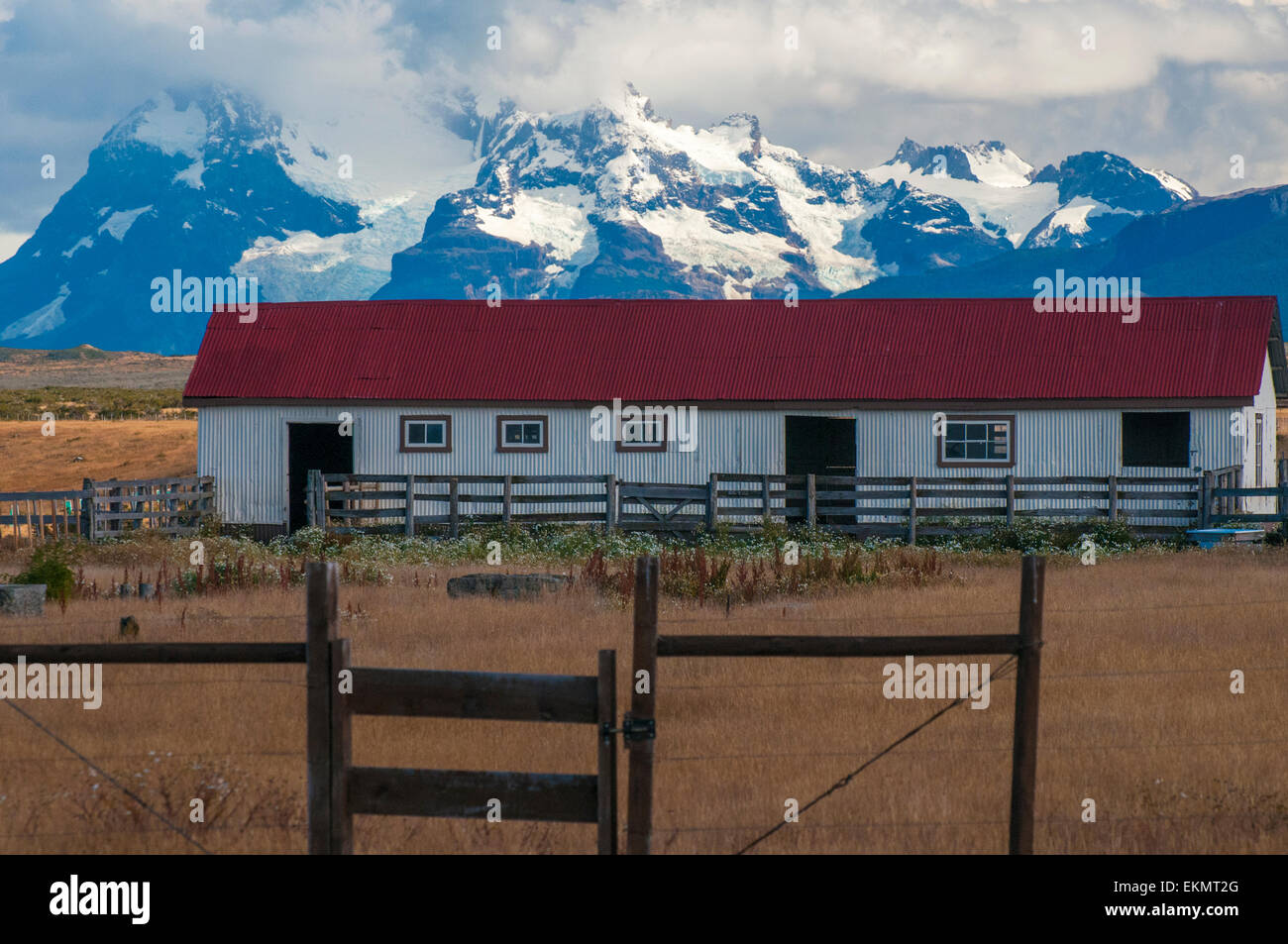Bâtiment de ferme à Puerto Bories, Patagonie Banque D'Images