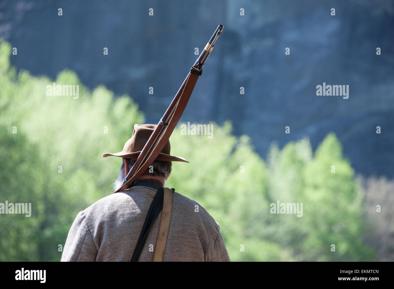 Reenactor confédérée à Stone Mountain près d'Atlanta, Georgia, USA. Banque D'Images