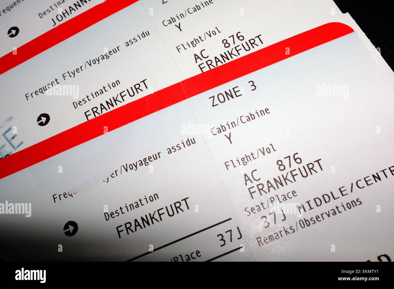 Air Canada d'embarquement pour les vols de Francfort. Banque D'Images Air Canada d'embarquement pour les vols de Francfort. Banque D'Images