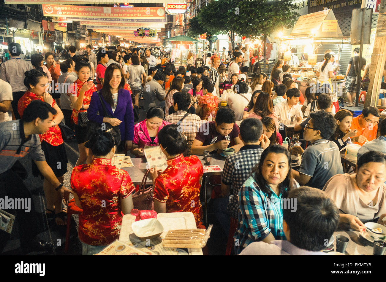 Scènes de Yaowarat road pendant le nouvel an chinois, le quartier chinois de Bangkok. Banque D'Images