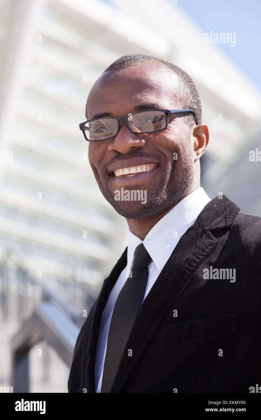 Happy black businessman portrait Banque D'Images