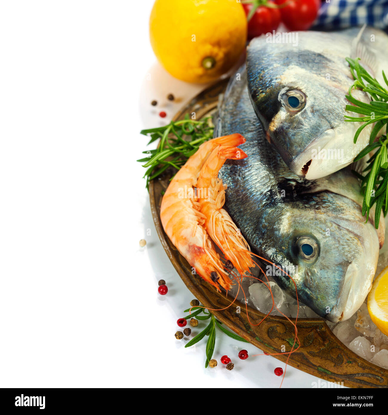 Des fruits de mer sur glace Banque D'Images