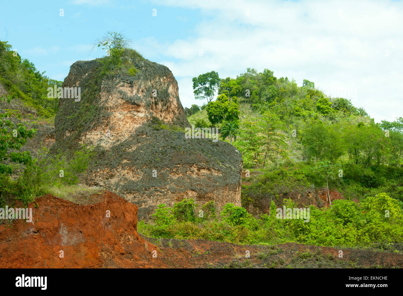 Dominikanische Republik, Osten, Autopista del Nordeste von Nagua nach Saint-domingue durch den Nationalpark Los Haitises, Felsfor Banque D'Images