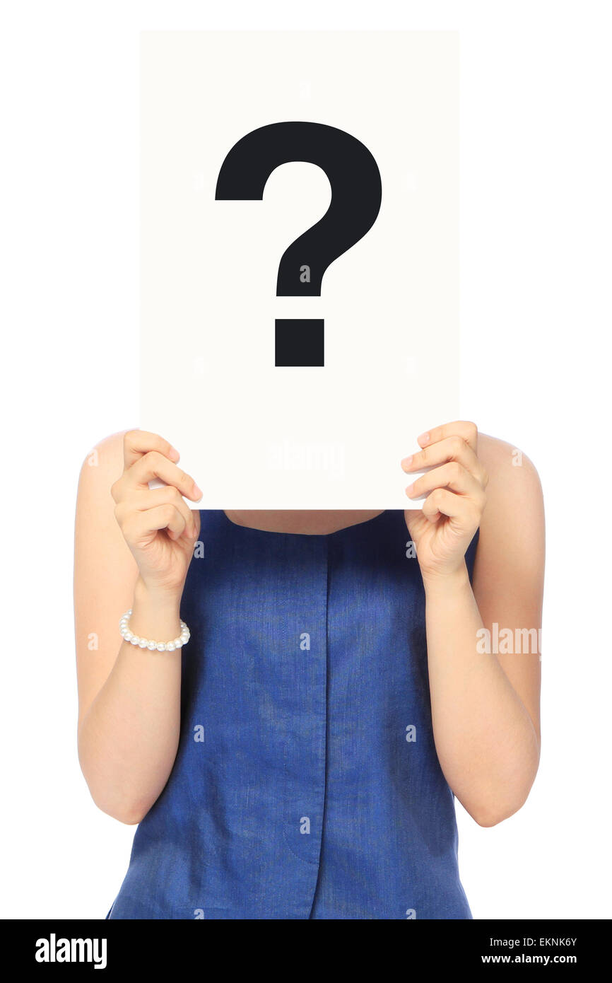 Femme avec une question Banque D'Images