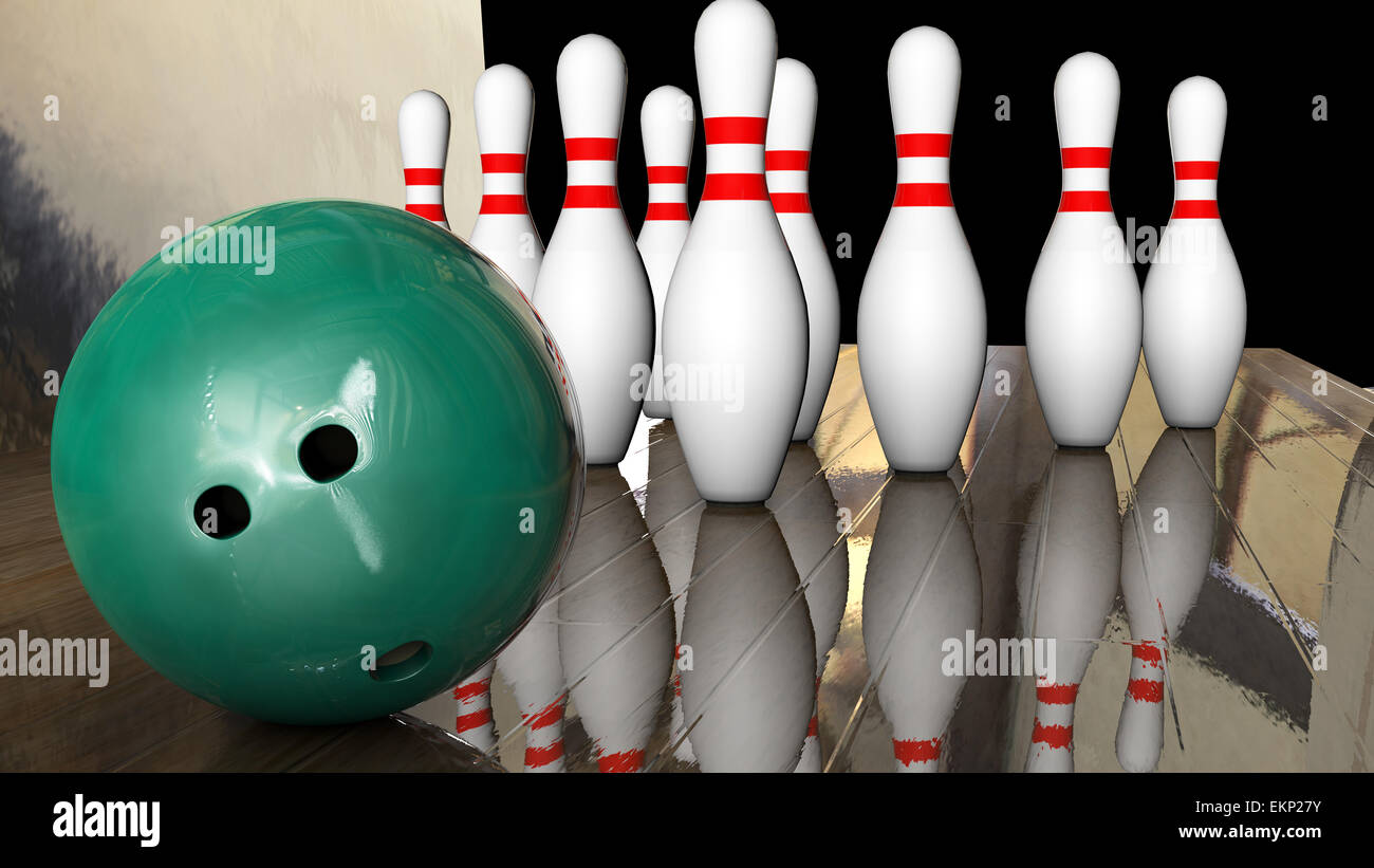 Skittle pin ball bowling strike sport game leisure Banque de photographies  et d'images à haute résolution - Alamy