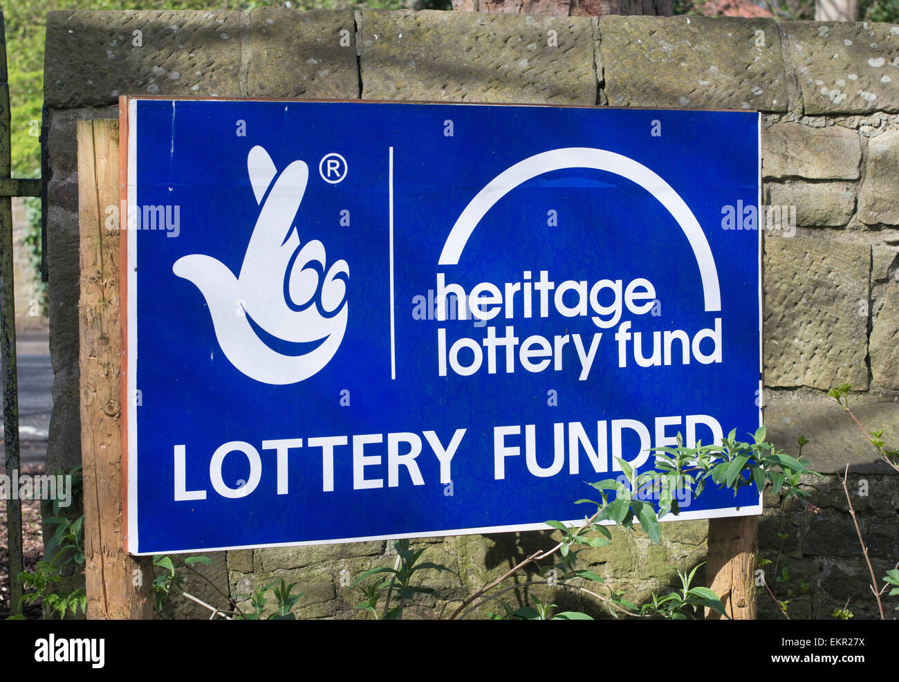 Heritage Lottery avis financés dans le jardin de Washington Old Hall, North East England UK Banque D'Images