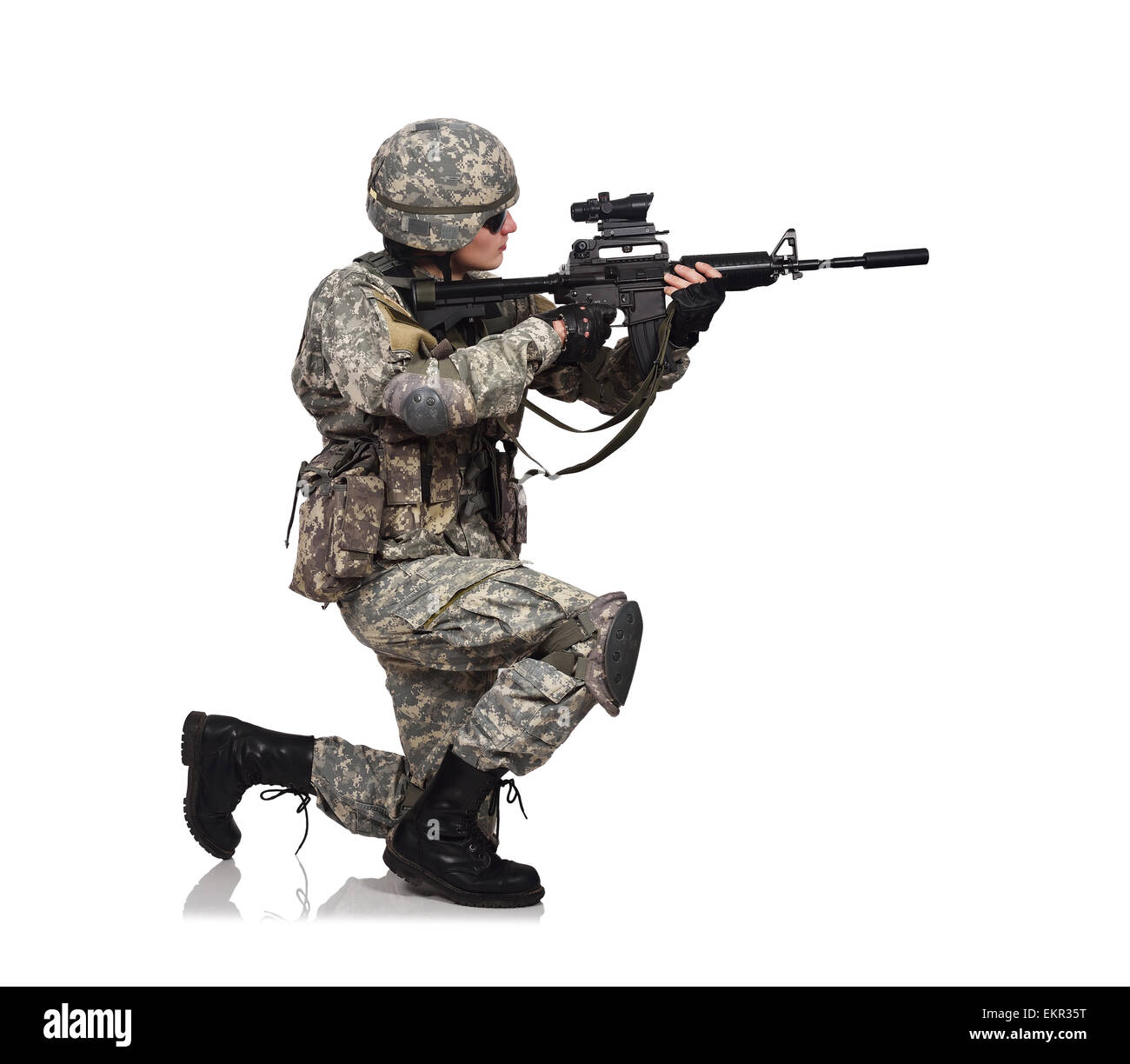 Figurine Team Miniature - Soldat US Tireur à Genoux - Pékin 1900 - 54 Mm Plomb Peint