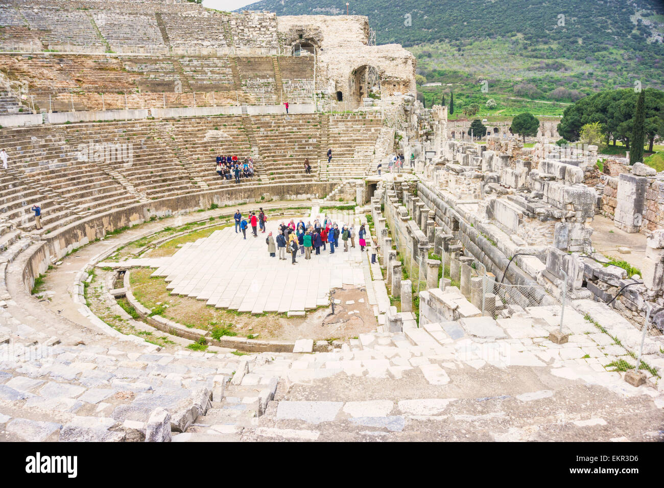 Grand Théâtre ou amphithéâtre à Ephèse, Selcuk, İzmir Province, Région de l'Egée, la Turquie Banque D'Images