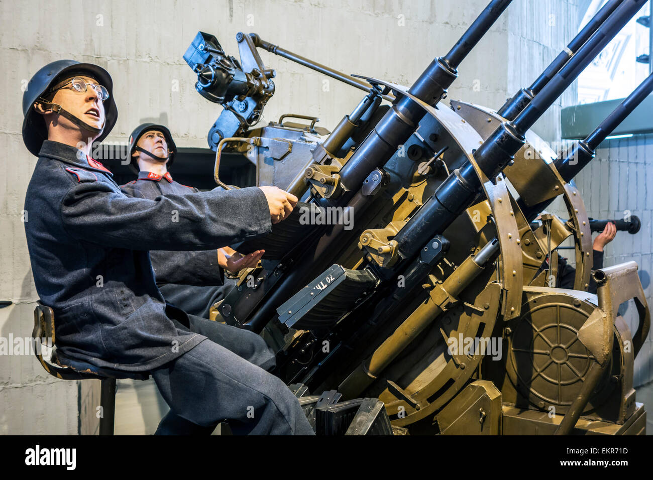 WWII German 20mm Flak 38 / Flakvierling canon anti-aérien, Musée royal de l'armée et d'Histoire Militaire à Bruxelles, Belgique Banque D'Images