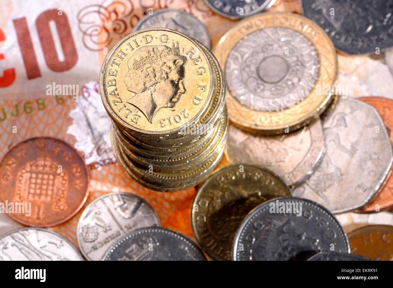 La monnaie, monnaies et billets Banque D'Images