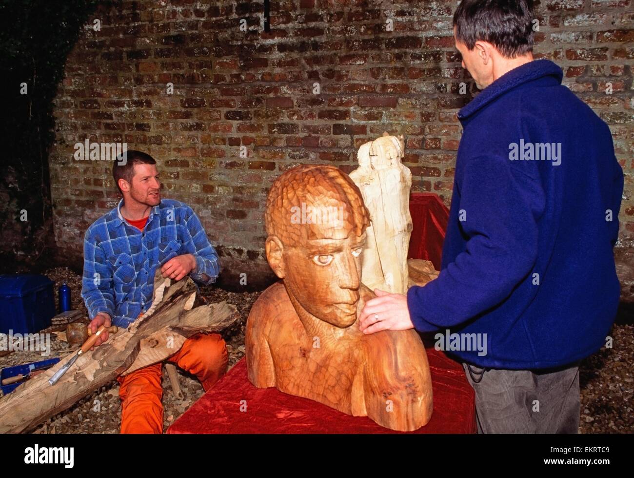 Foire de Printemps, Belfast, Irlande ; Man Carving Banque D'Images