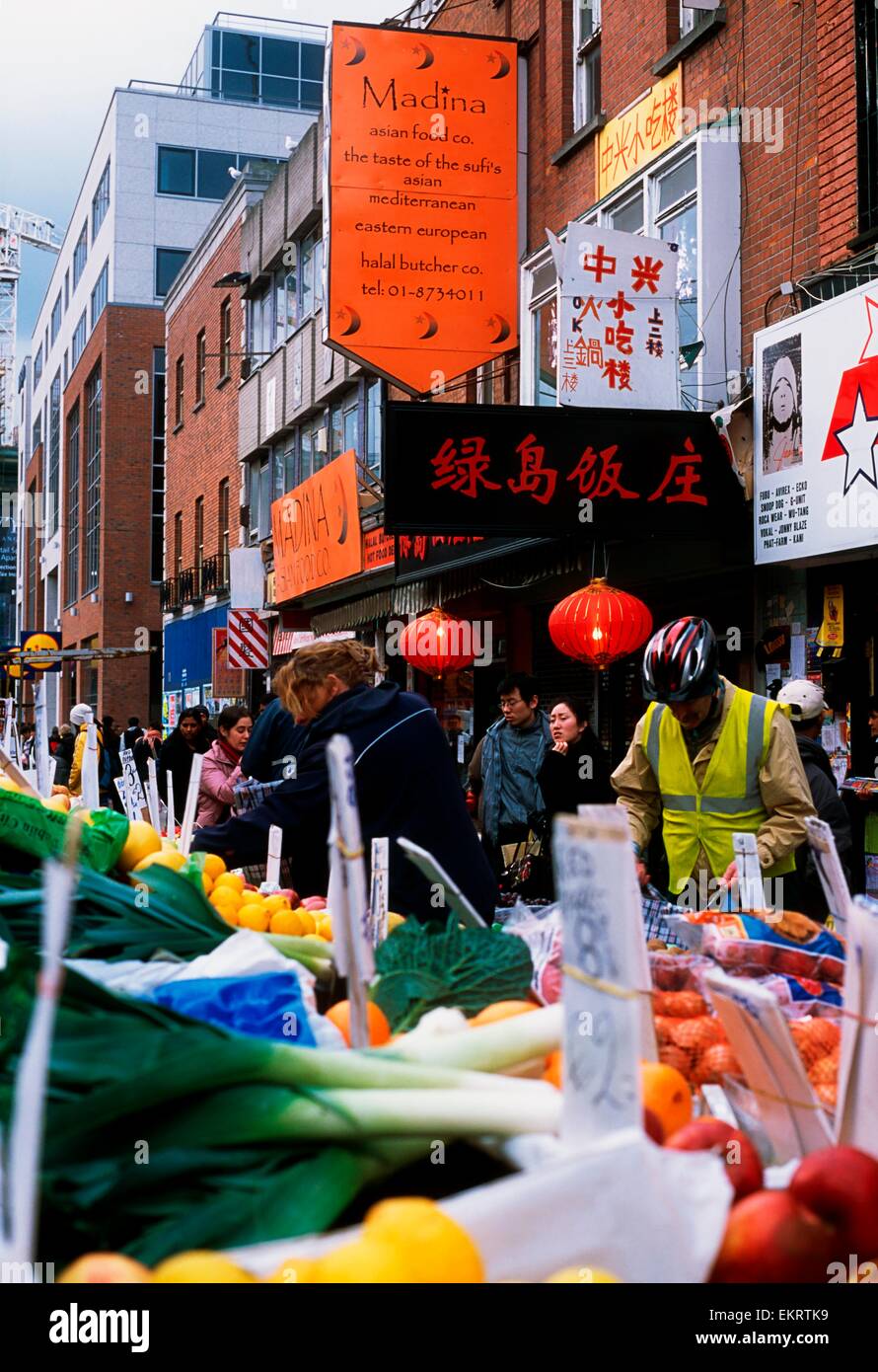 Moore Street Market, Dublin, Dublin, Irlande Banque D'Images