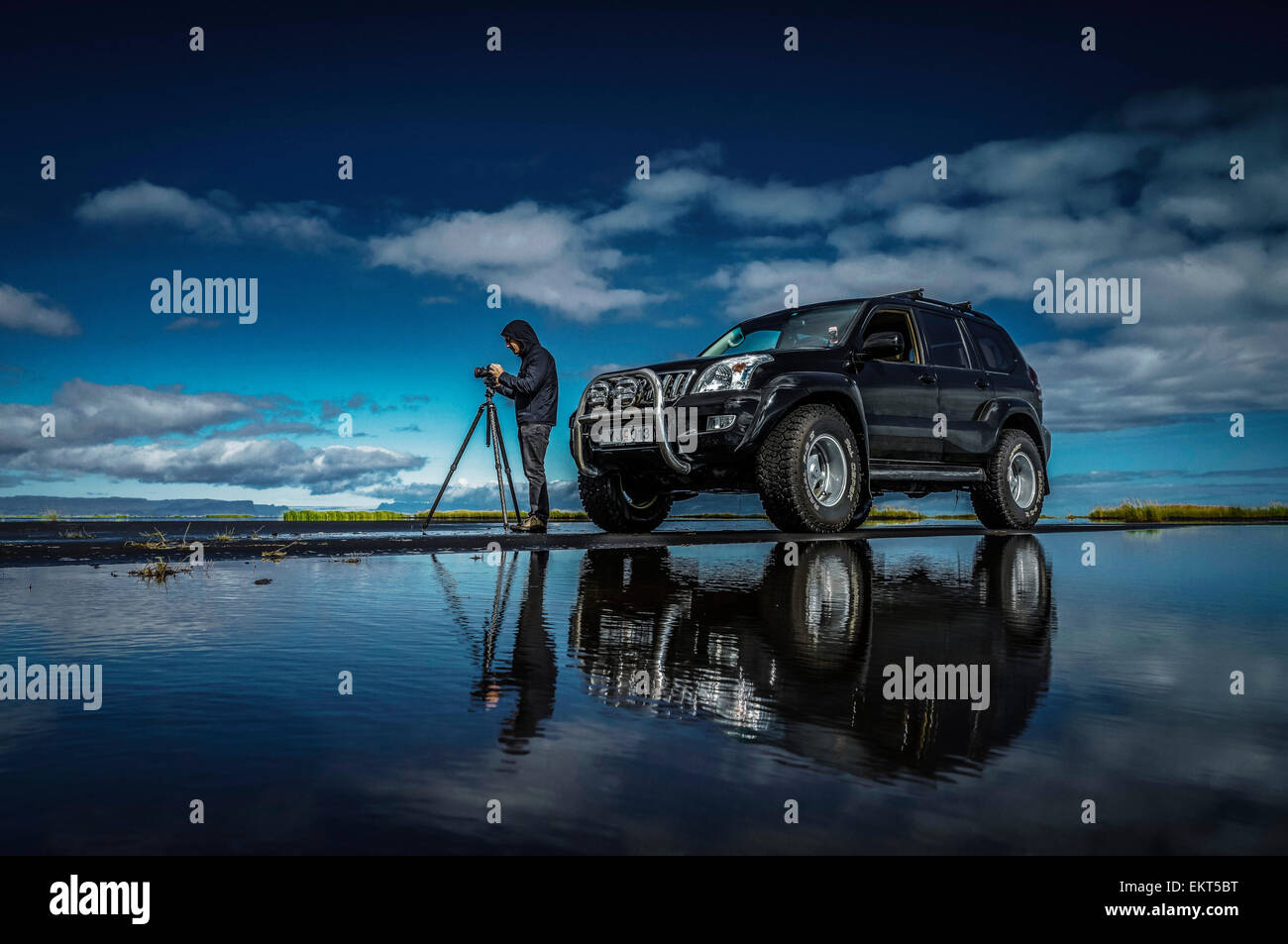 Prise de photos par skaftarviti skaftaros, phare, l'islande, Banque D'Images