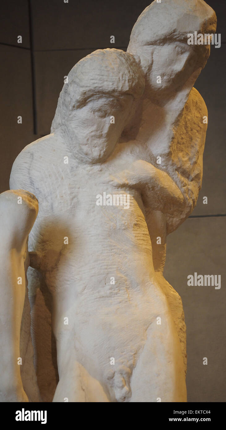 La Pietà Rondanini statue par Michelangelo Buonarroti sculpteur, Musée d'Art Ancien, le château des Sforza, Milan, Lombardie, Italie Banque D'Images