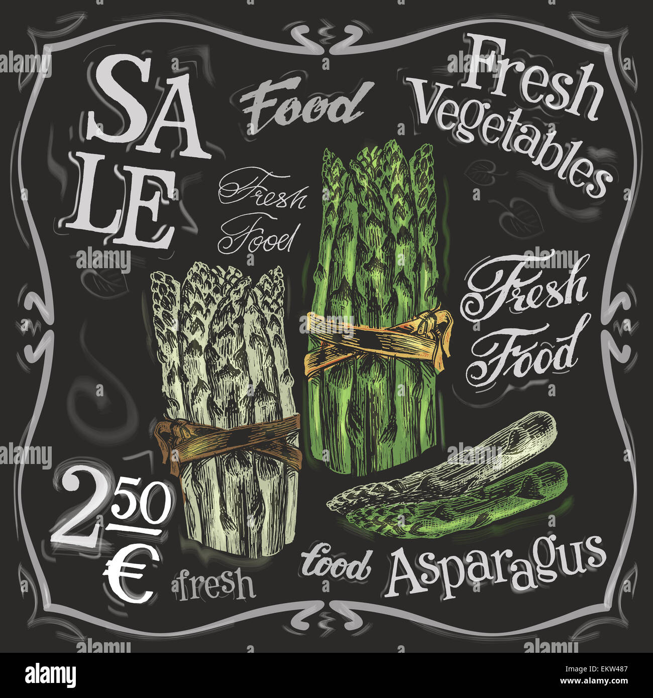 Asperges mûrs logo vector modèle. des légumes frais, de l'alimentation ou l'icône du menu. Banque D'Images