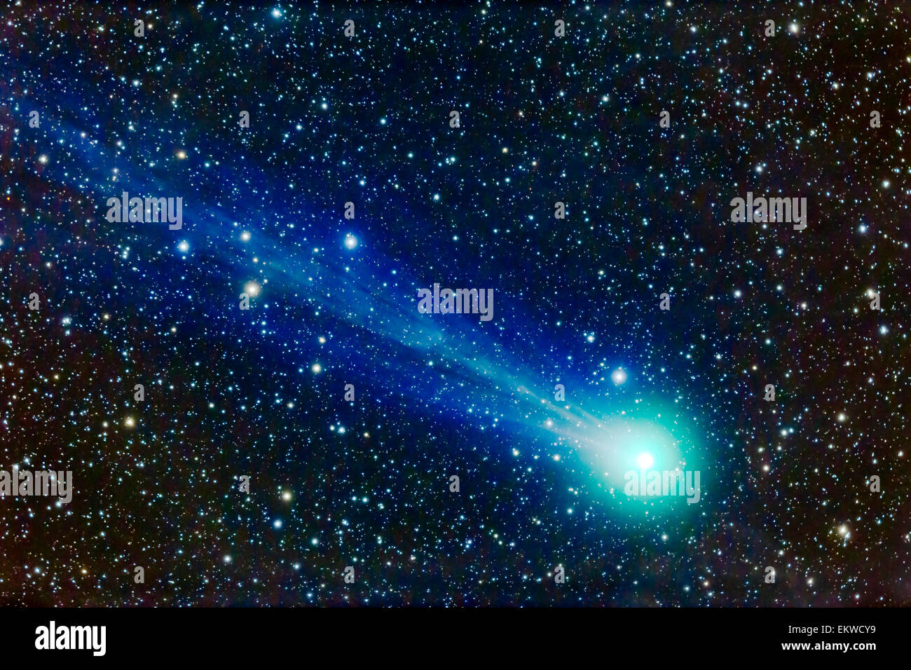 17 janvier 2015 - un bras télescopique close-up de la comète Lovejoy (C/2014 Q2) montrant structure dans la queue de gaz d'ions, sous la forme d'stre Banque D'Images