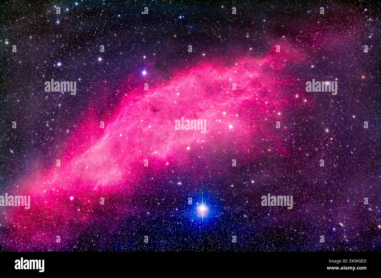 NGC 1499, la Nébuleuse Californie dans Persée près de Zeta Persei. Banque D'Images