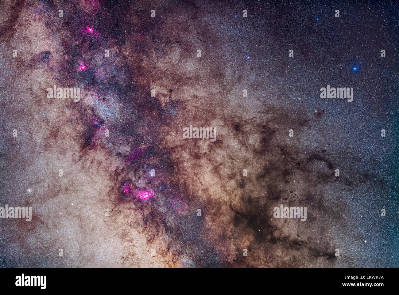 Une mosaïque de la région autour du Petit Nuage Étoile Sagittaire et Dark Horse dark nebula complexe. Le domaine prend dans la Voie Lactée Banque D'Images