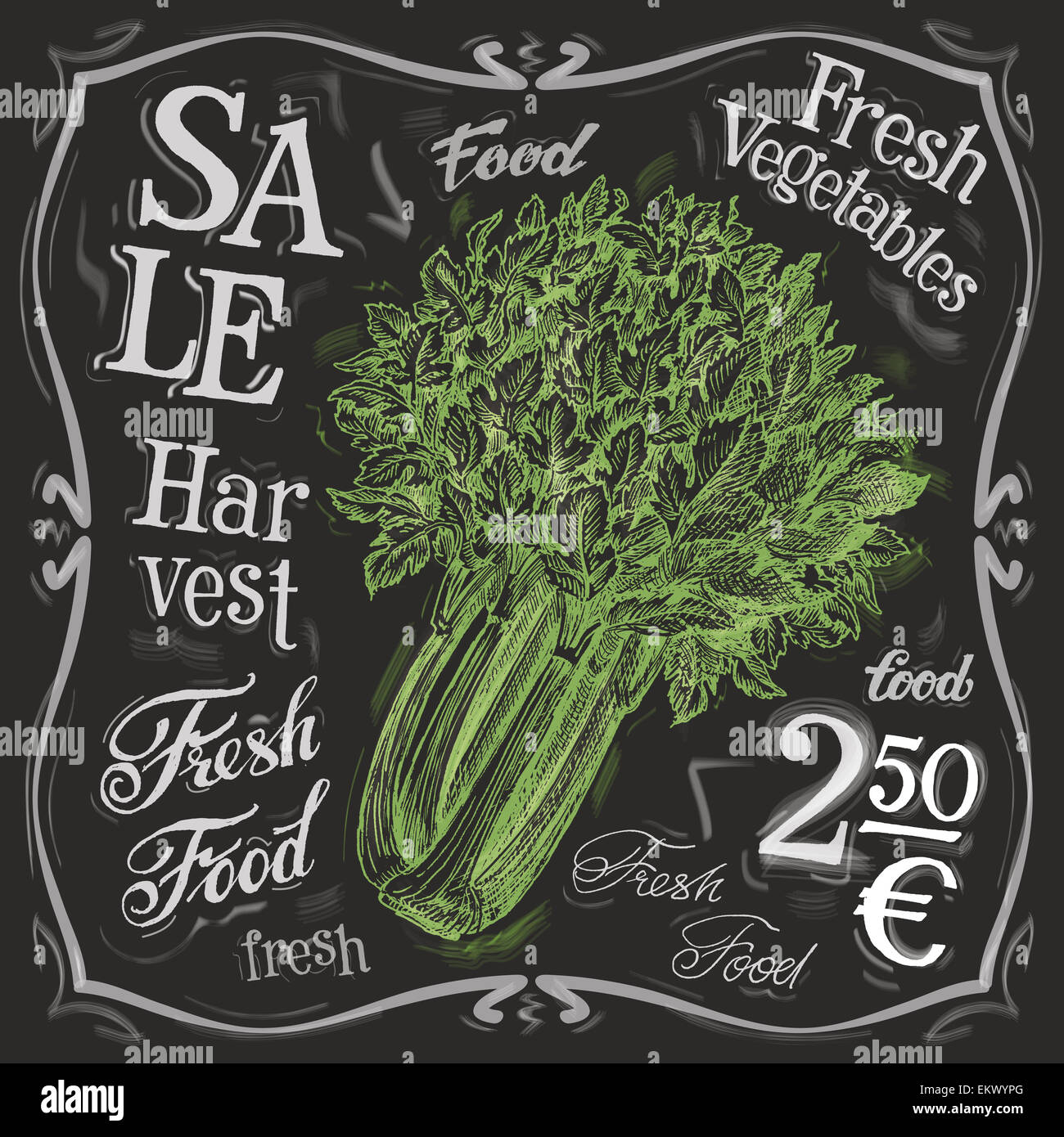 Légumes frais sur un fond noir. vector illustration Banque D'Images