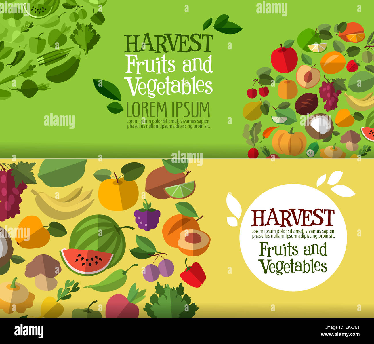 Fruits et légumes logo vector modèle. La nourriture fraîche ou icône de la récolte. Banque D'Images