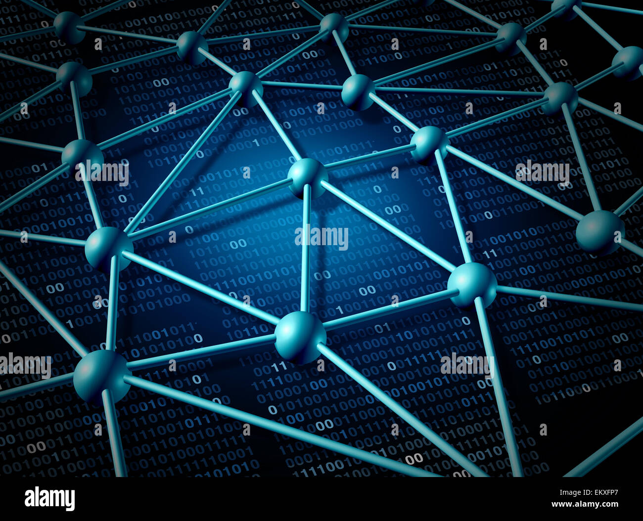 Réseau mondial des télécommunications et des réseaux structure concept avec grille de connexion sur l'internet comme un résumé de la technologie d'arrière-plan avec le code binaire de l'information et de données numériques représentant la communauté du serveur. Banque D'Images