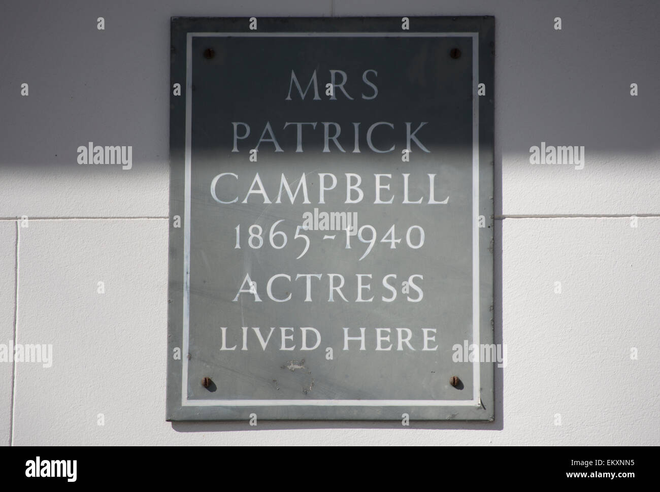 Un marquage de la plaque de l'actrice accueil Mme Patrick Campbell, ou Mme pat, Kensington Square, Londres, Angleterre Banque D'Images