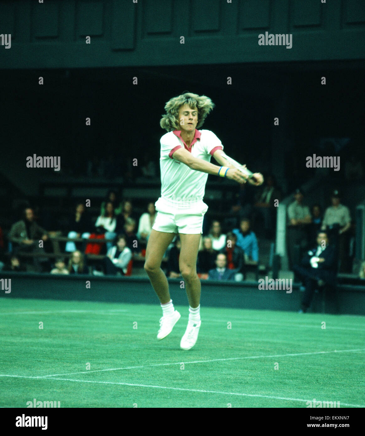 Bjorn Borg en action à Wimbledon 1974. Banque D'Images