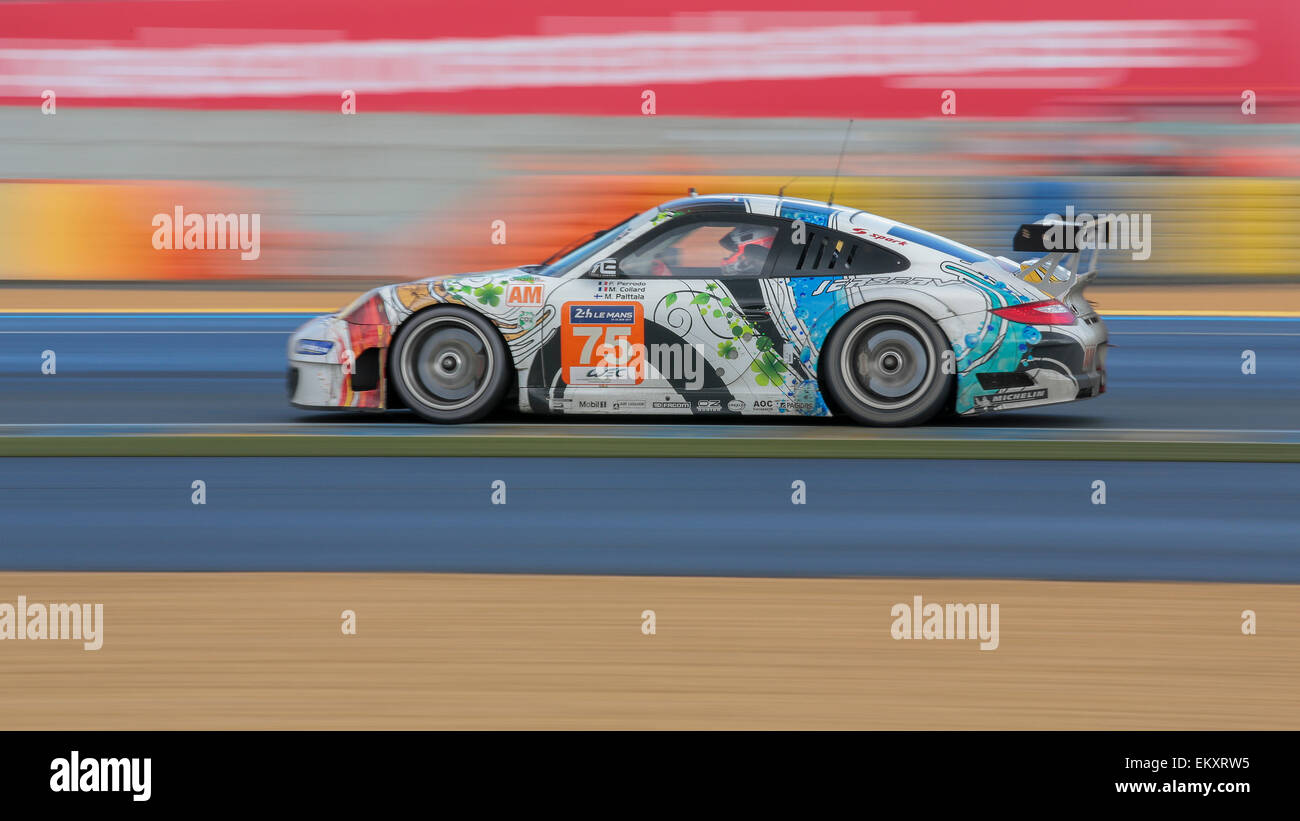 LE MANS, FRANCE - 14 juin 2014 : Porsche 911 GT3 RSR (# 75 , LM GTE AM) de l'équipe Prospeed Competition (Belgique) Banque D'Images
